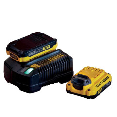 Stanley Fatmax SFMCB12D2-QW Paquet de démarrage: 2x batteries 18V 2.0Ah + Chargeur 2A