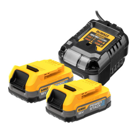 Kit DCB1102E2-QW DEWALT chargeur XR multivoltage + 2 batteries POWERSTACK 1.7Ah