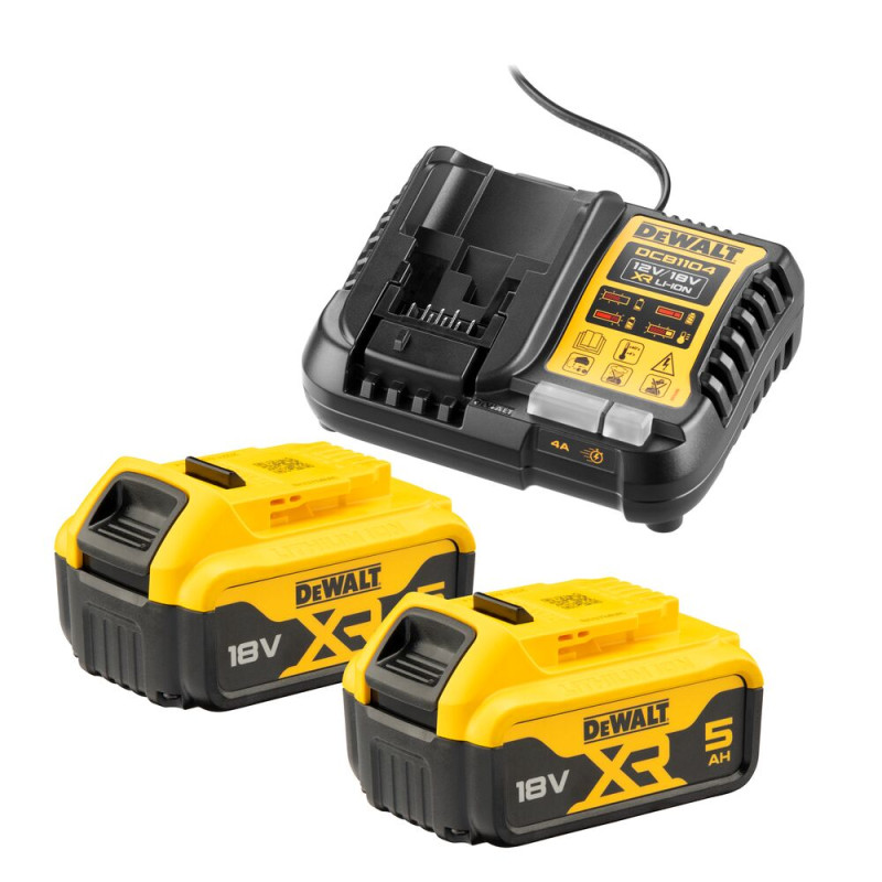 Kit DCB1104P2-QW DEWALT chargeur XR multivoltage + 2 batteries 5.0Ah 18V XR