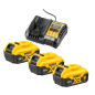 Kit DCB1104P3-QW DEWALT chargeur XR multivoltage + 3 batteries 5.0Ah 18V XR