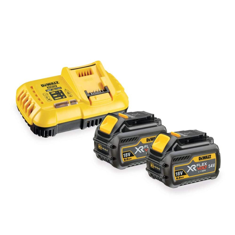 Kit DCB118T2-QW DeWALT chargeur XR multivoltage rapide + 2 batteries 6Ah 54V XR FLEXVOLT