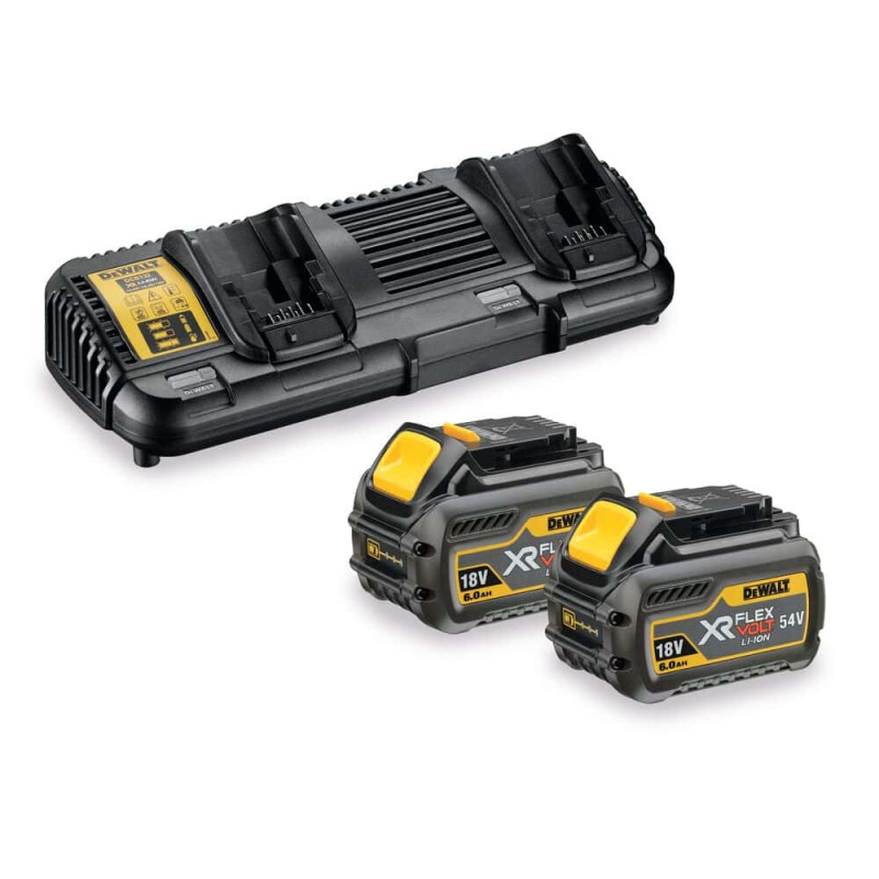 Kit DCB132T2-QW DeWALT double chargeur XR multivoltage + 2 batteries 6Ah 54V XR FLEXVOLT