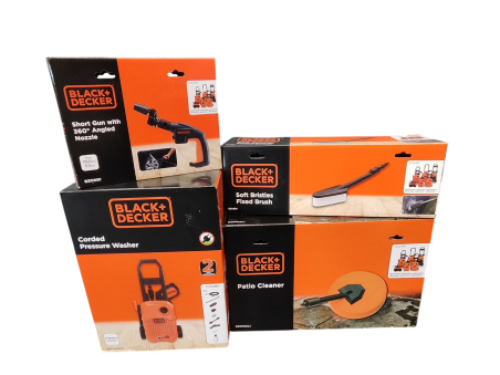 KIT BLACK + DECKER Nettoyeur haute pression 1650W + pistolet avec buse à 360° + brosse terrasse + brosse longue