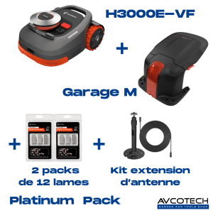 Robot tondeuse Segway Navimow H3000E-VF PAck Platinum avec Garage M + deux packs de lames + kit d'extension d'antenne